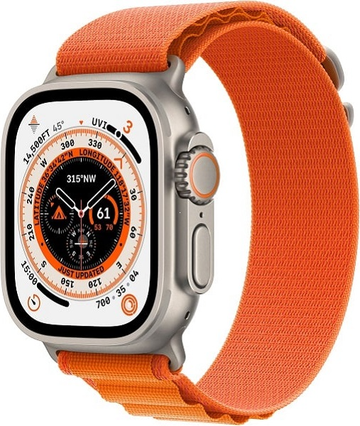 Apple Watch Ultra GPS + Cellular, 49 мм, корпус из титана, ремешок Alpine (L) цвета orange (оранжевый)