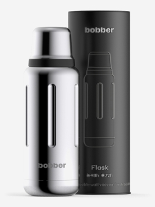 Термос вакуумный для напитков Flask, BOBBER, 1 литр, Серебряный