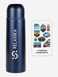 Термос для напитков Relaxika 101, 750 мл, темно-синий, в подарок стикерпак 7 вершин, Синий