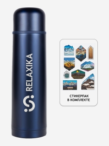 Термос для напитков Relaxika 101, 1000 мл, темно-синий, в подарок стикерпак 7 вершин, Синий