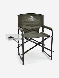 Кресло складное Кедр сталь со столиком с подстаканником, Зеленый