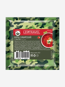 Блюдо быстрого приготовления Леовит LeoTravel Борщ сибирский с мясом. 8 пакетов по 40 г, Зеленый
