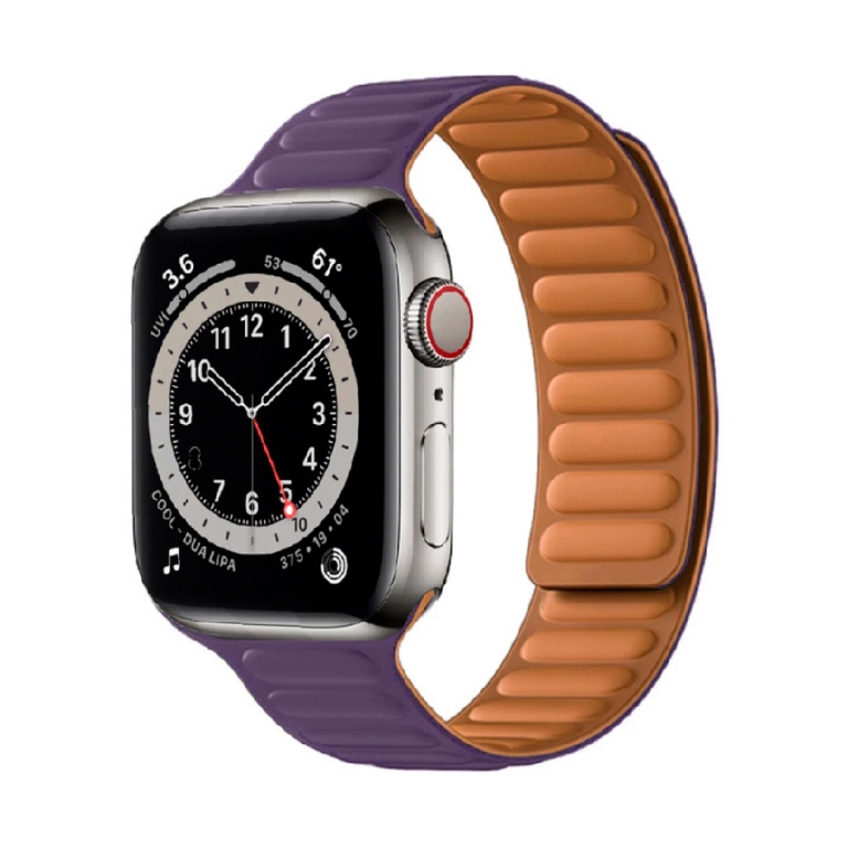 Браслет Gurdini Leather Link для AppleWatch (38/40/41 mm) силикон фиолетовый