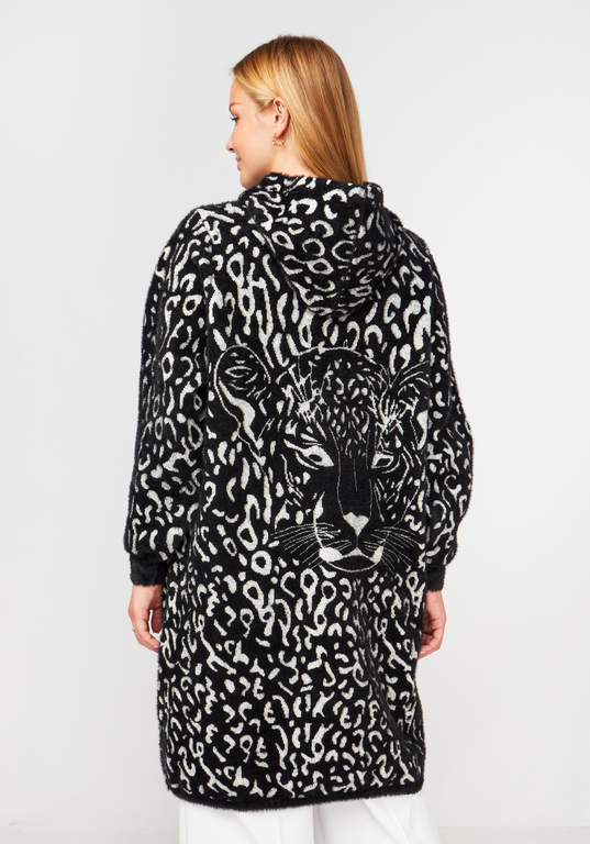 Кардиган-пальто с леопардовым принтом