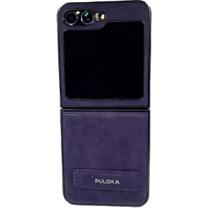 Пластиковая накладка PULOKA Classic для Samsung Galaxy Z Flip5 под кожу фиолетовая