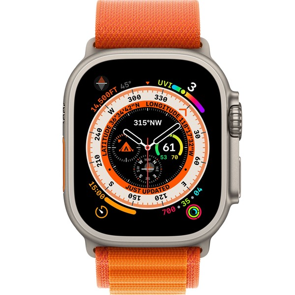 Apple Watch Ultra GPS + Cellular, 49 мм, корпус из титана, ремешок Alpine (L) цвета orange (оранжевый)