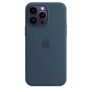 Силиконовая накладка Silicone Case с MagSafe для iPhone 14 Pro Max темно-синяя UAE