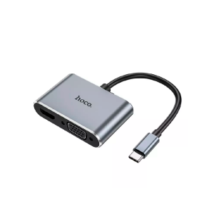 USB-концентратор HOCO HB30 4 Гнезда PD, USB3.0, Type-C. HDTV. VGA,  серый