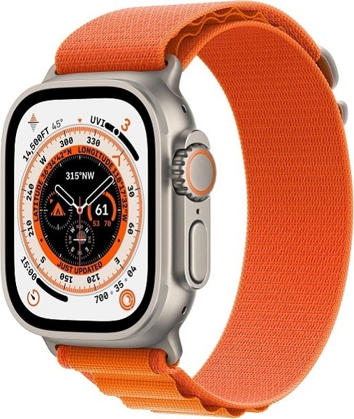 Apple Watch Ultra GPS + Cellular, 49 мм, корпус из титана, ремешок Alpine (M) цвета orange (оранжевый)