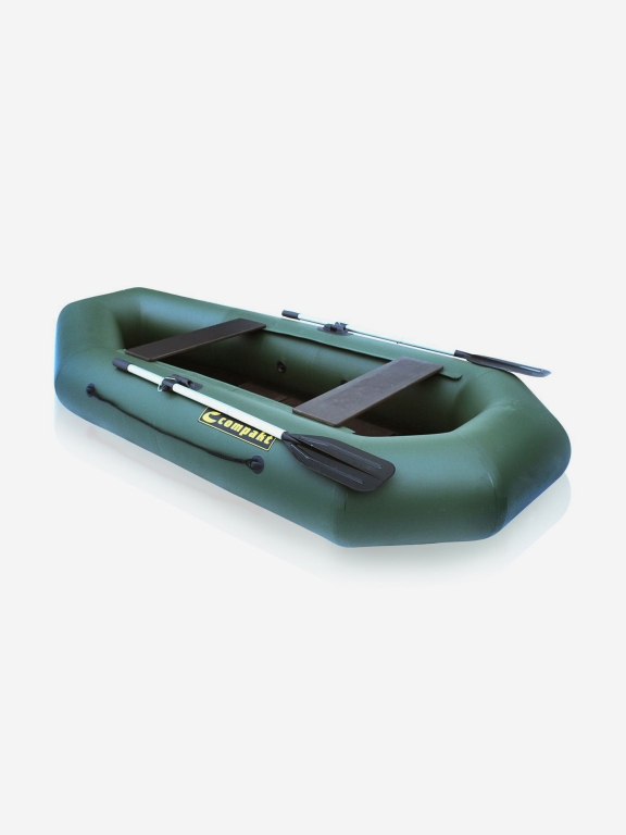 Лодка ПВХ "Компакт-240N"- ФС фанерная слань (зеленый цвет) упаковка-мешок оксфорд,