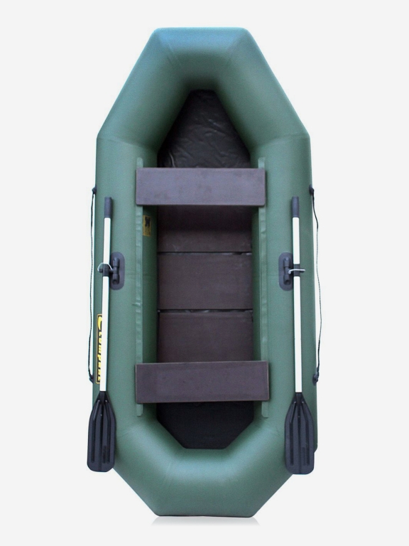 Лодка ПВХ "Компакт-240N"- ФС фанерная слань (зеленый цвет) упаковка-мешок оксфорд,