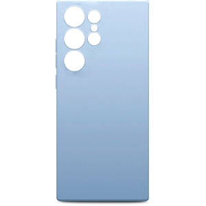 Силиконовая накладка Silicone Case для Samsung Galaxy S23 Ultra голубая Deluxe