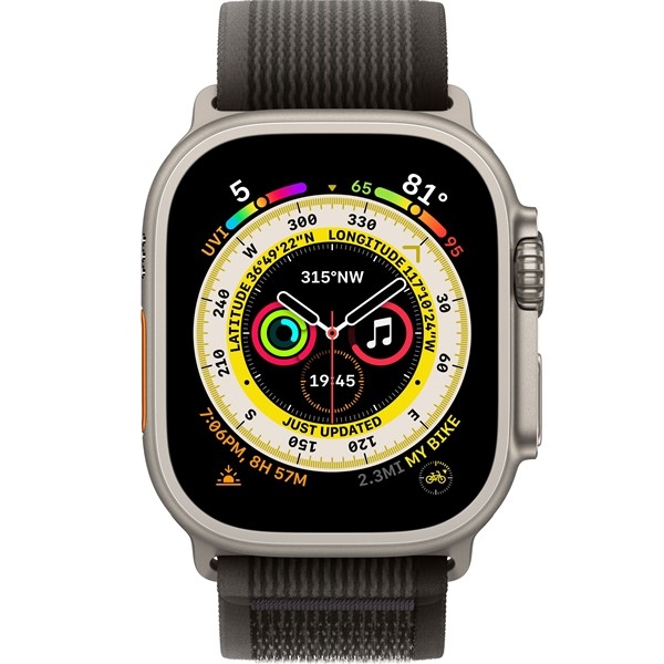 Apple Watch Ultra GPS + Cellular, 49 мм, корпус из титана, ремешок Trail (S/M) цвета black/grey (черный/серый)