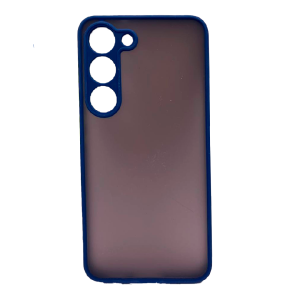 Пластиковая накладка NEW Skin для Samsung Galaxy S23 затемненная синий кант