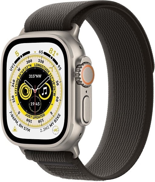 Apple Watch Ultra GPS + Cellular, 49 мм, корпус из титана, ремешок Trail (S/M) цвета black/grey (черный/серый)