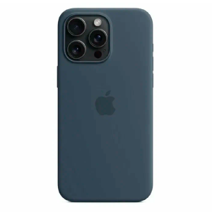 Силиконовая накладка Silicone Case с MagSafe для iPhone 15 Pro синий титан SZ
