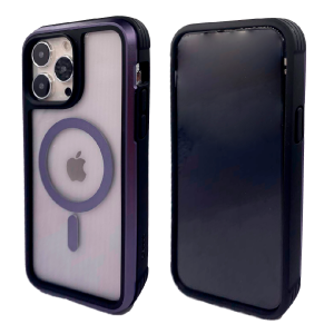 Противоударная пластиковая накладка KZDOO MAG ARES MagSafe для iPhone 14 Pro фиолетовый кант