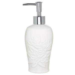 Kuchenland Диспенсер для жидкого мыла, 360 мл, керамика/пластик, белый, Shower Lotus
