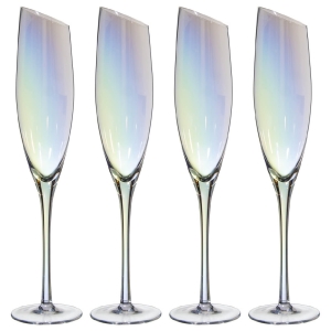 Kuchenland Бокал для шампанского, 180 мл, 4 шт, стекло, перламутр, Charm L polar