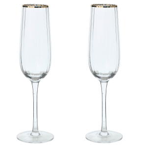 Бокал для шампанского, 275 мл, 2 шт, стекло, с золотистым кантом, Lombardy R Gold