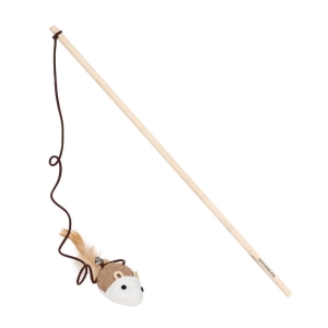 Игрушка-удочка для кошек, 40 см, с колокольчиком, дерево/полиэстер, Мышь, Playful cat