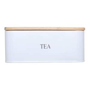 Коробка для чая, 18х15 см, 6 отд, сталь/бамбук, прямоугольная, белая, Nostalgia