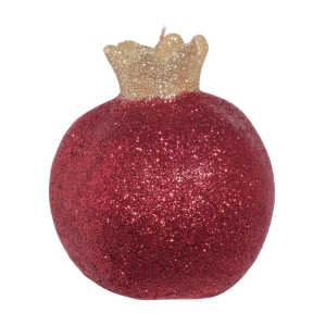 Свеча, 12 см, с блестками, красная, Гранат, Pomegranate