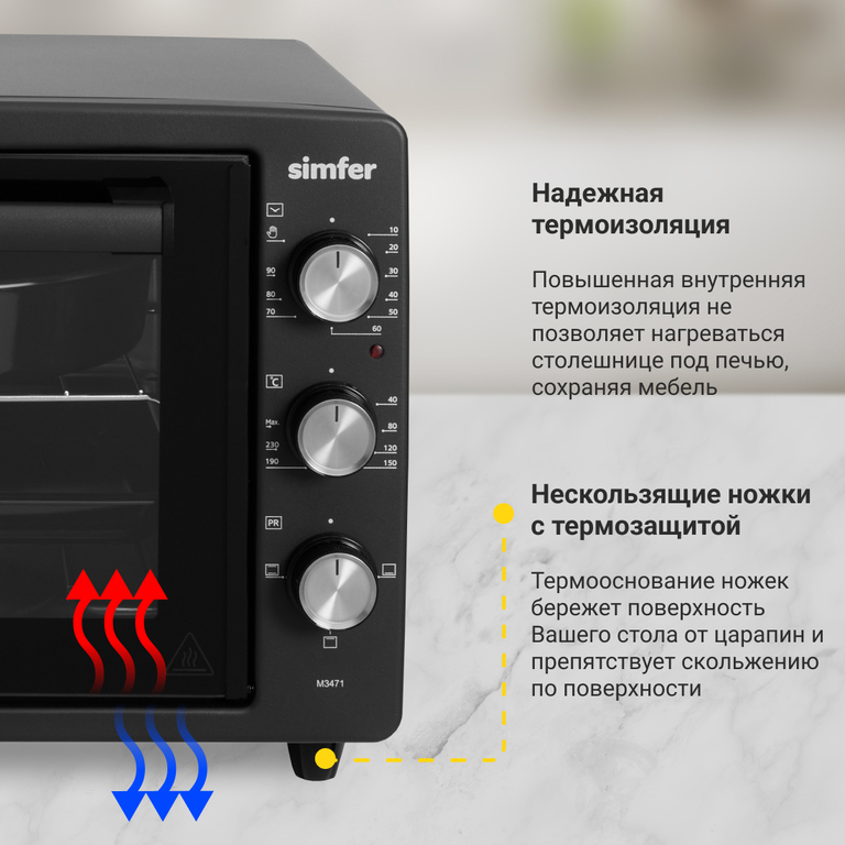 Мини-печь Simfer M3471 (3 режима, цвет черный)