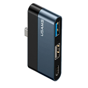USB-концентратор USAMS Type-C Mini HUB(2 USB Ports+type-C) US-SJ490 темно-серый