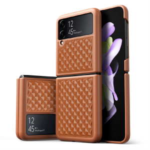 Пластиковая накладка Dux Ducis Venice series для Samsung Galaxy Z Flip 3 экокожа коричневая