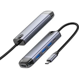 Mcdodo HU-7750 5-в-1 концентратор USB-C Type-C на USB 3.0x3+адаптер HMDI+PD серый (CE)