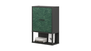 Шкаф навесной Lothar, цвет: Черный Графит + Печать Зеленая волна